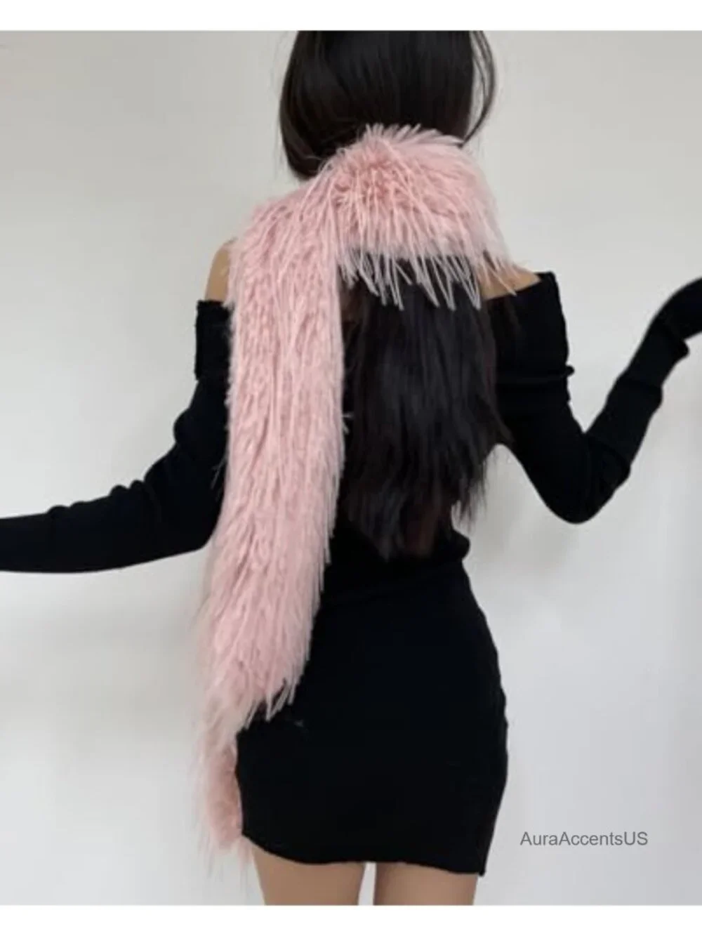 Faux Fur Scarf Large Furry Neck Warmer Lightweight Soft Winter Wrap Shawl for